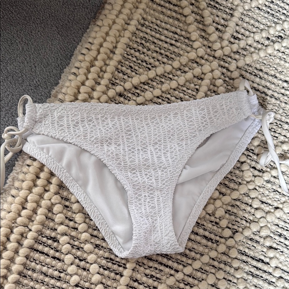 White Textured Bikini Bottom